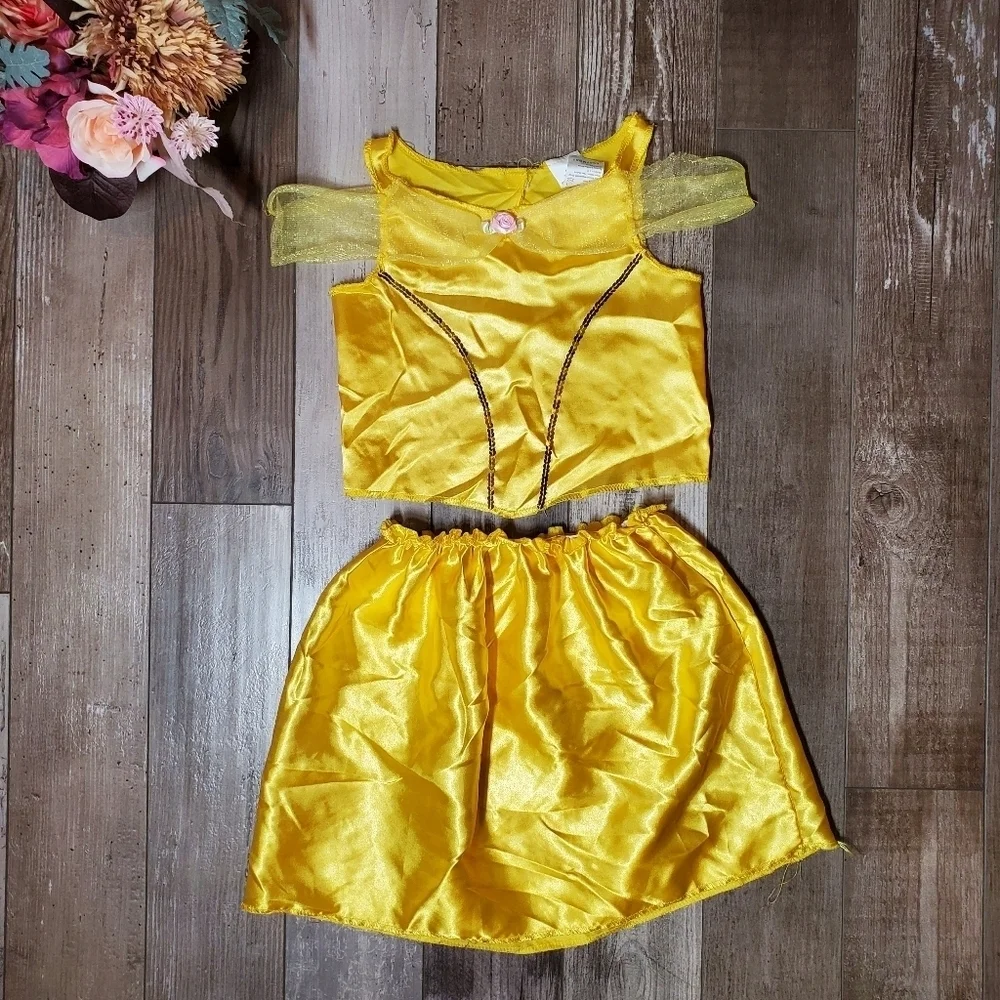 Disney Jakks Pacific Fantasy Play Costume Fits Sizes 4-6X Belle Yellow 2Pc